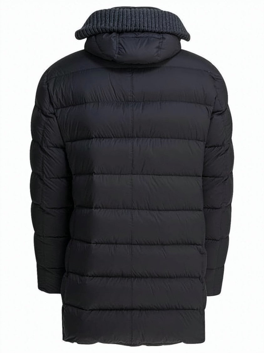 Herno Quilted Grey Down Jacket With Hood And Concealed Zipper