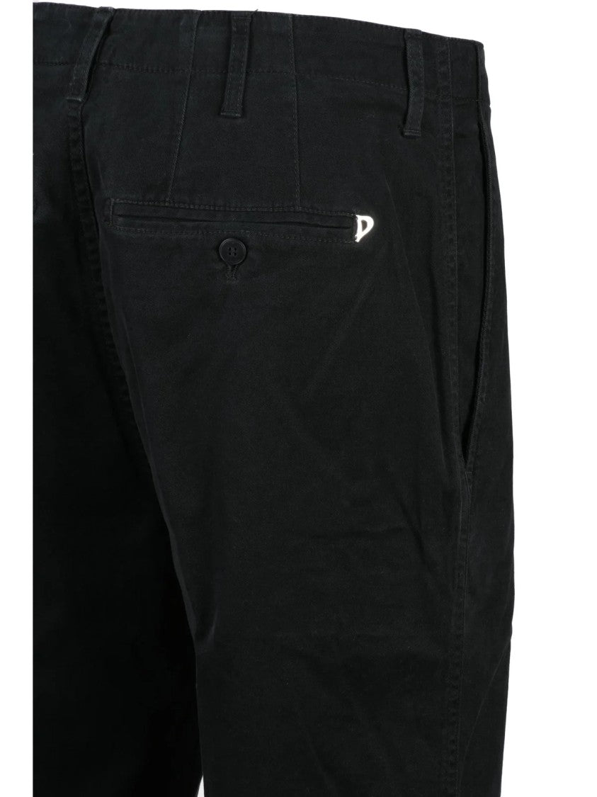 Dondup Black Janis Straight-Leg Stretch Cotton Trousers