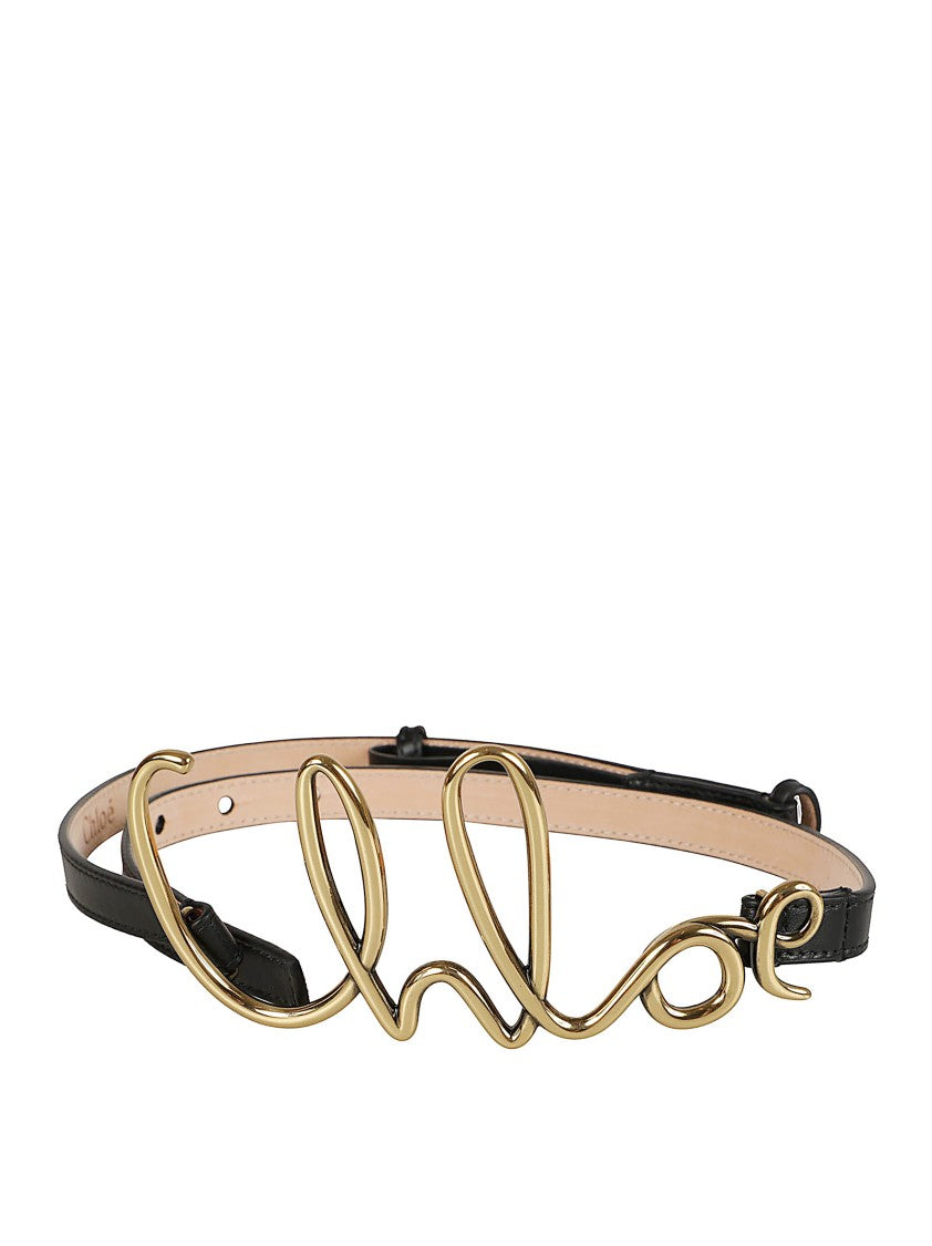 Chloé Slim Black Leather Belt