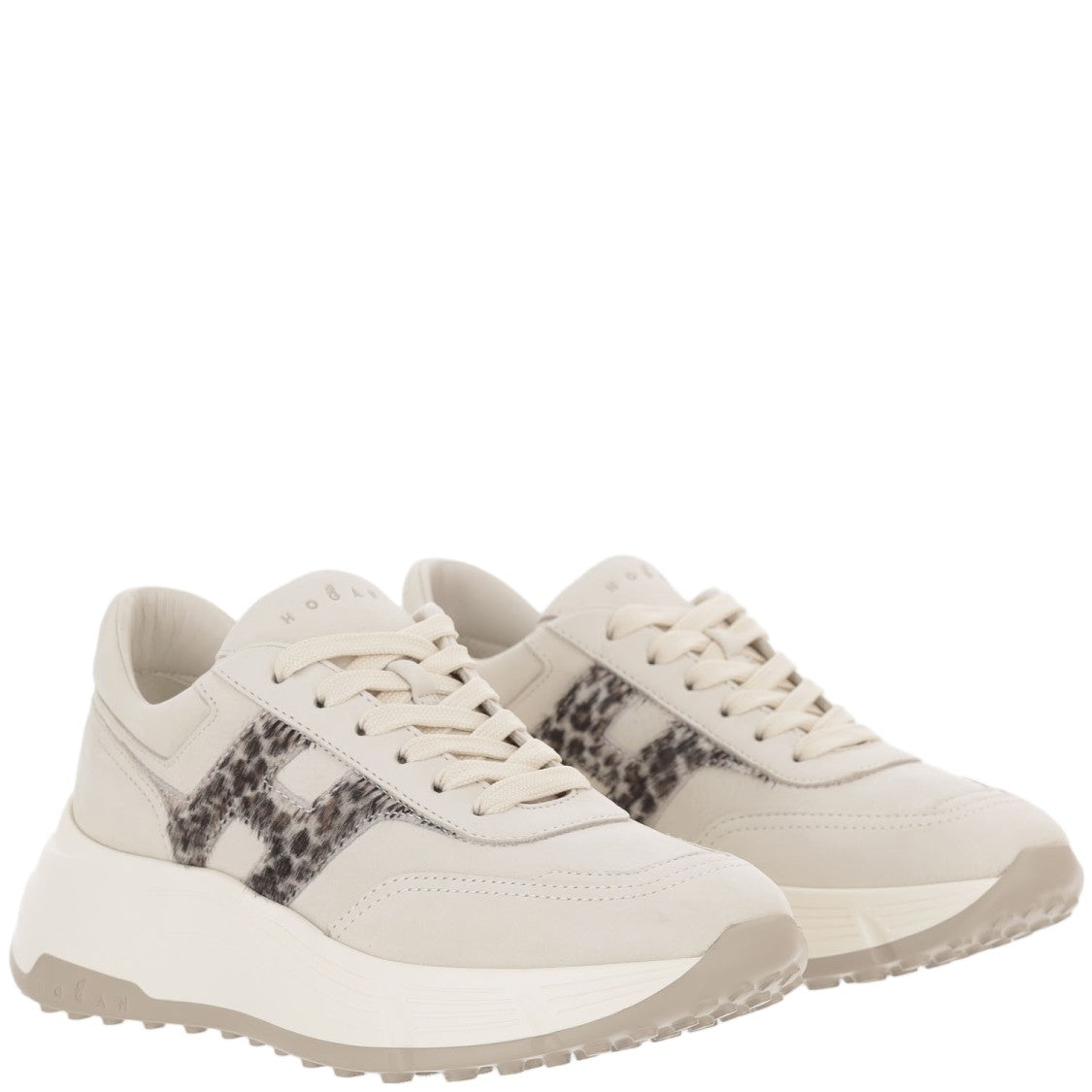 Hogan White Hi-Fi Animal Print Leather Sneakers