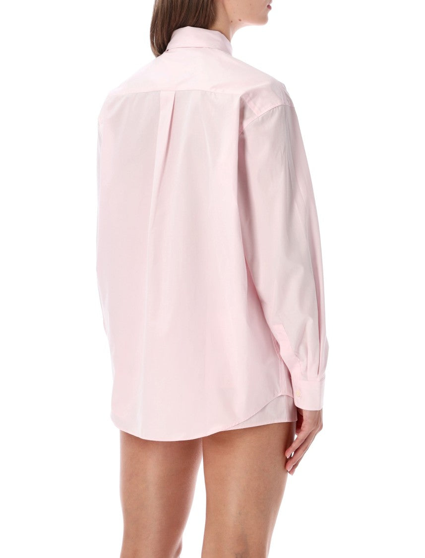 Sporty And Rich Pastel Pink Embroidered Oversized Shirt