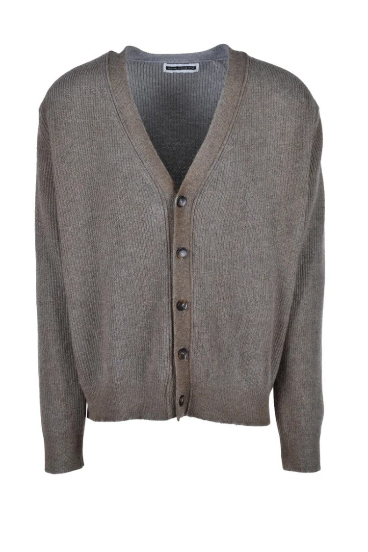 Original Vintage Style Military Green Cardigan With V-Neck