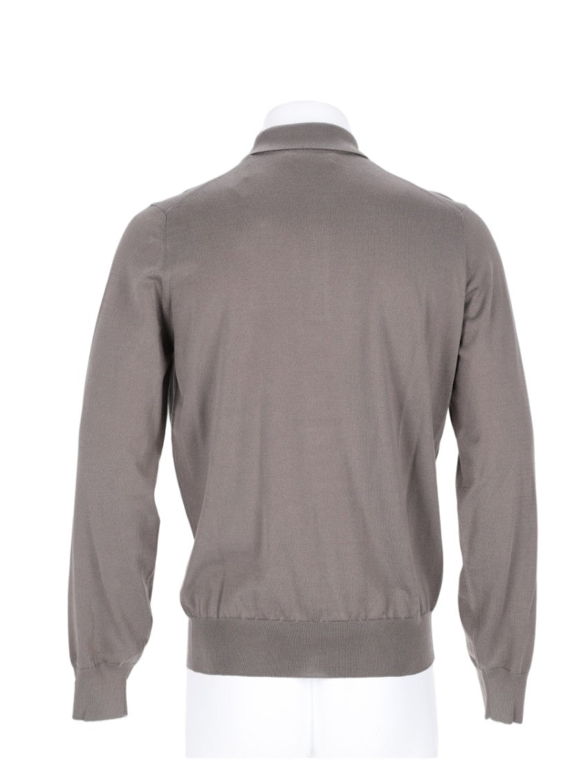 Brunello Cucinelli Fine Cotton Knit Long-Sleeve Polo Shirt With Classic Collar