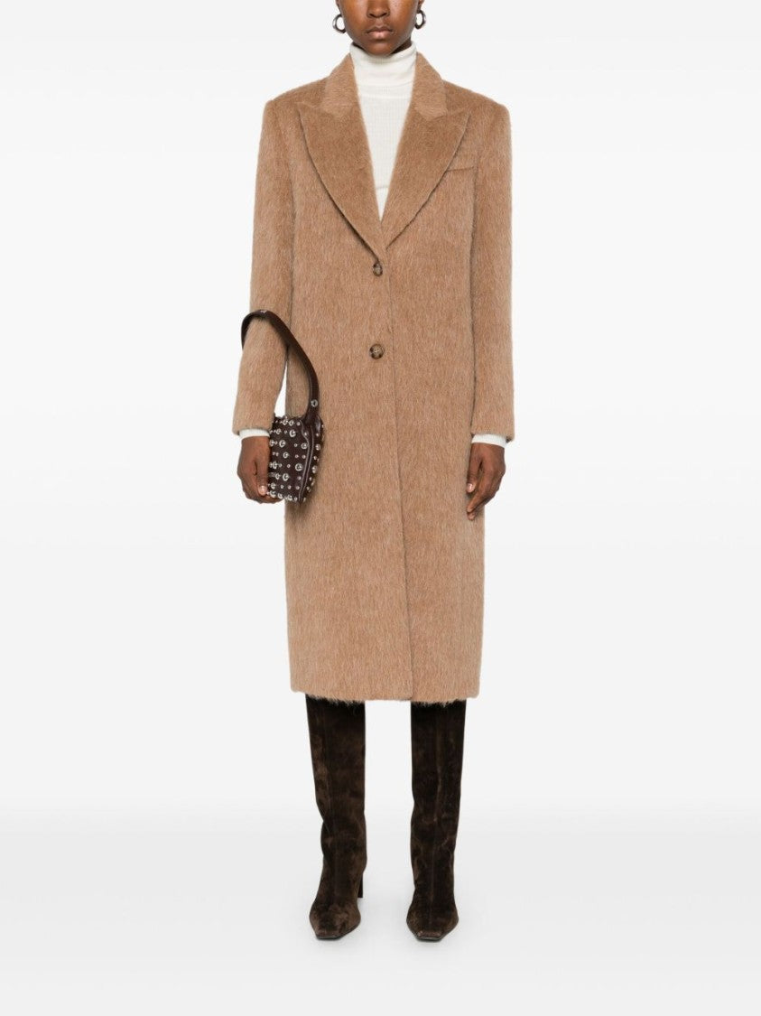 Twin-Set Tailored Camel Coat With Notched Lapel