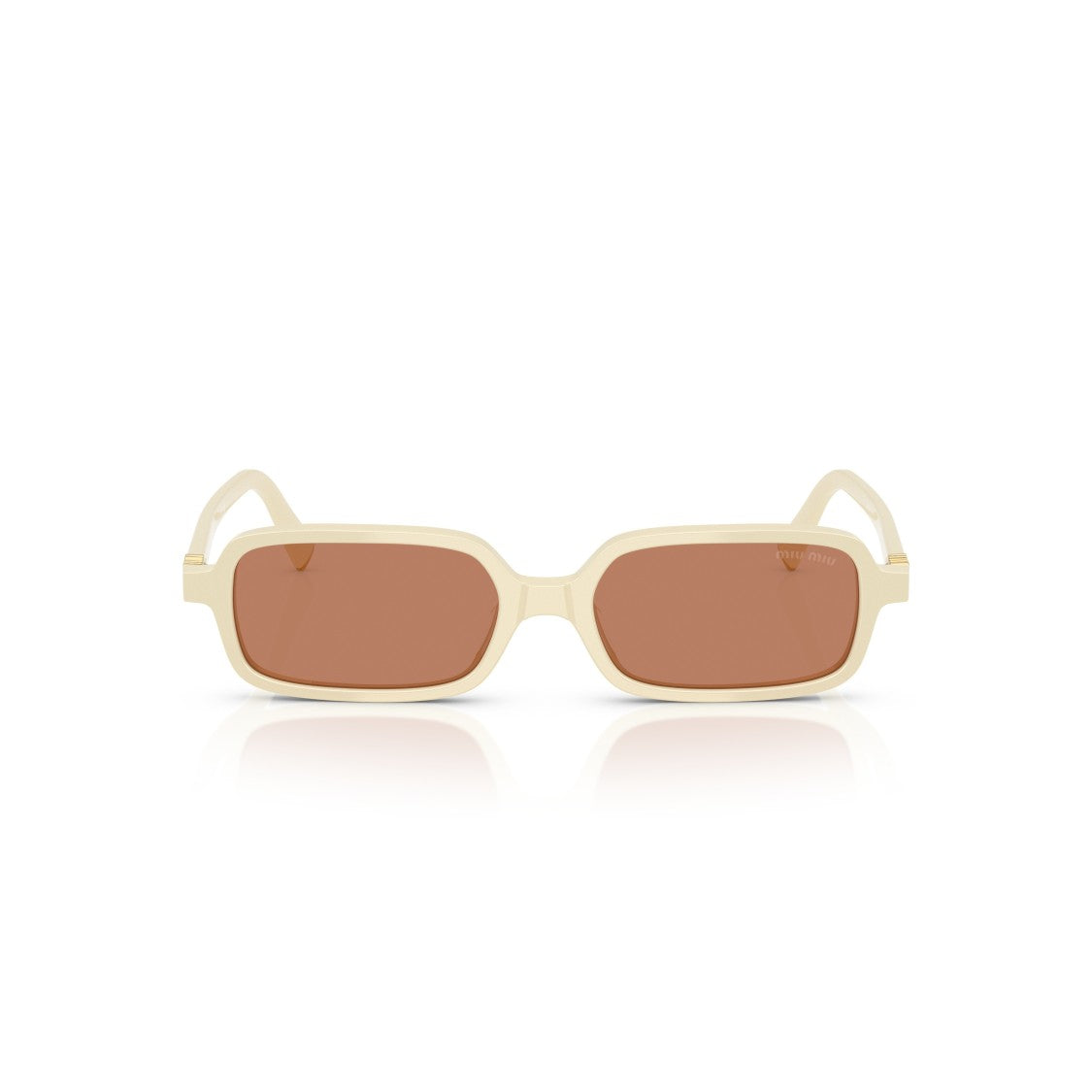 Miu Miu 0Mu 11Zs Cream Acetate Rectangular Sunglasses