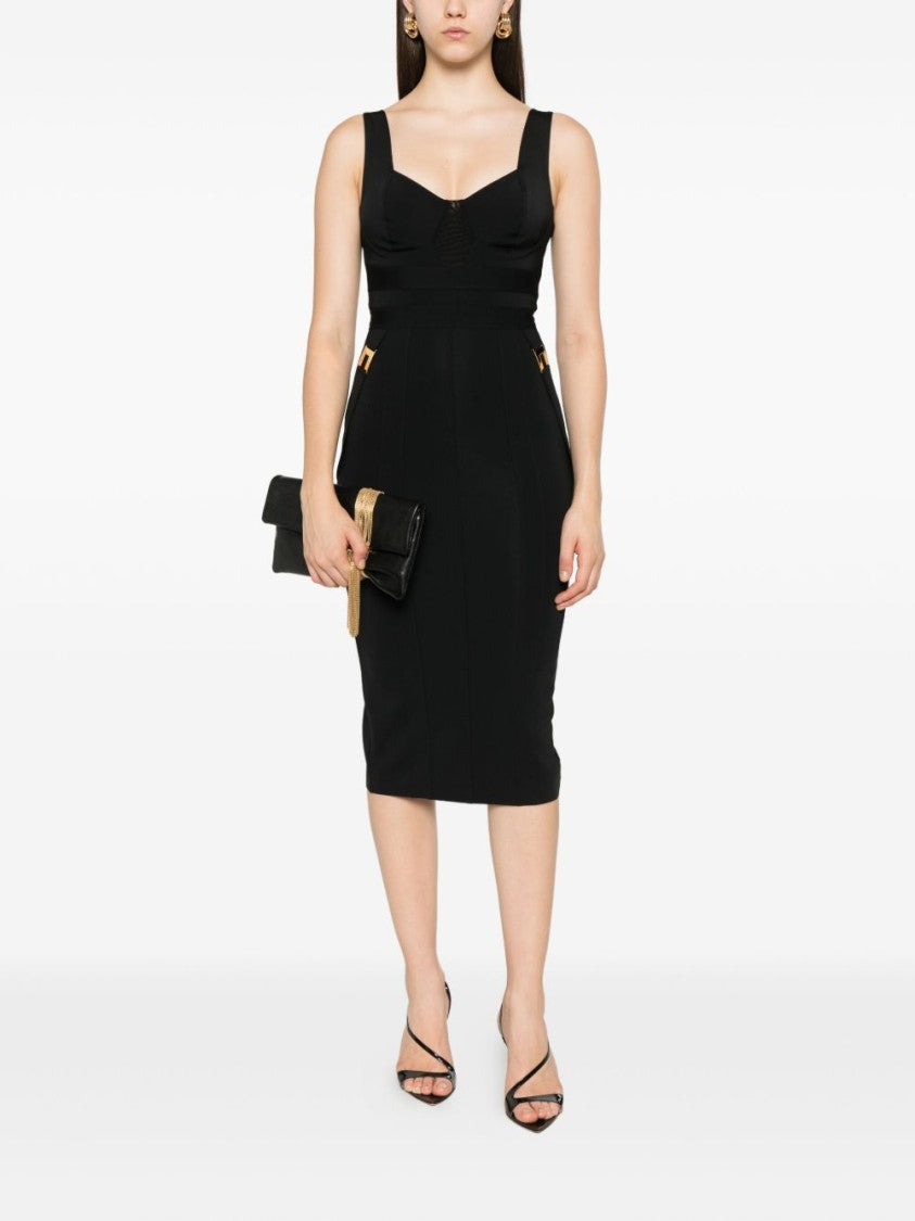 Elisabetta Franchi Fitted Black Dress With Sweetheart Neckline