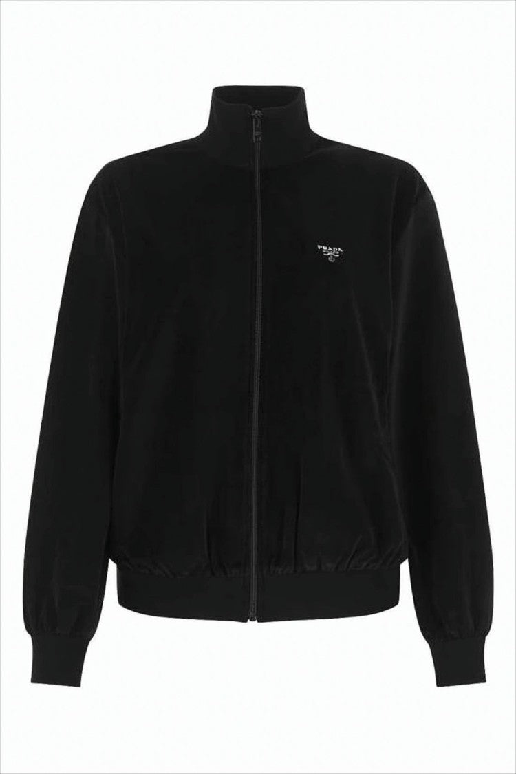 Prada Black Cotton-Blend Jacket With High Collar