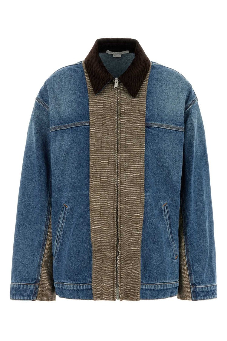 Stella Mccartney Denim And Herringbone Fabric Jacket