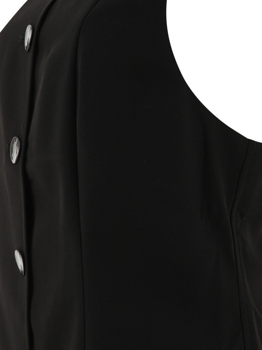 Ganni Sleeveless Twill Dress With Button Front