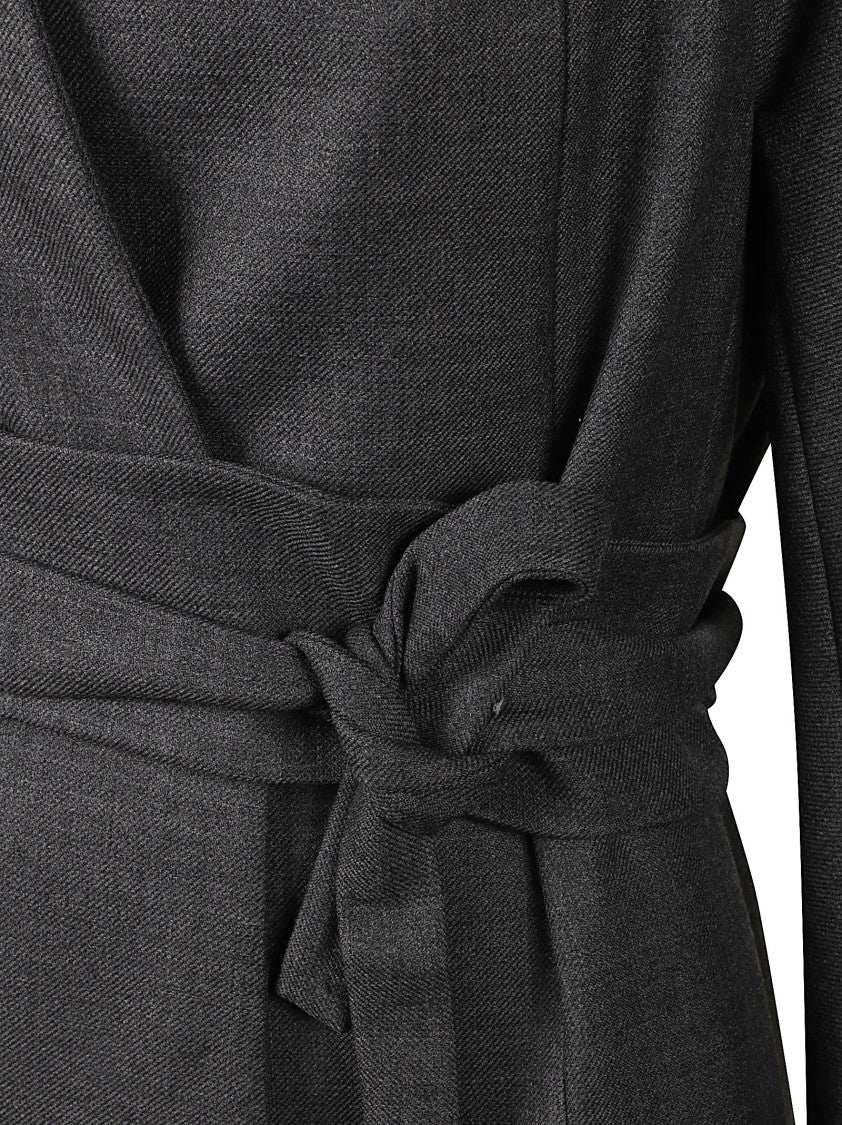 Max Mara Knee-Length Tailored Coat With Self-Tie Belt And Structured Collar