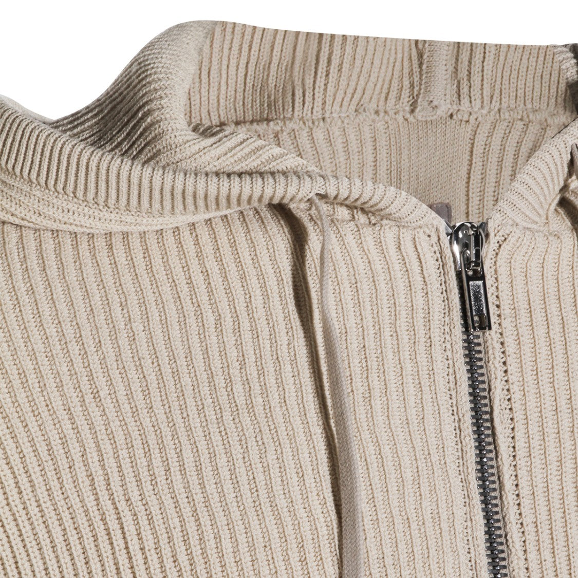 Rick Owens Sand Wool Hooded Zip Sweater