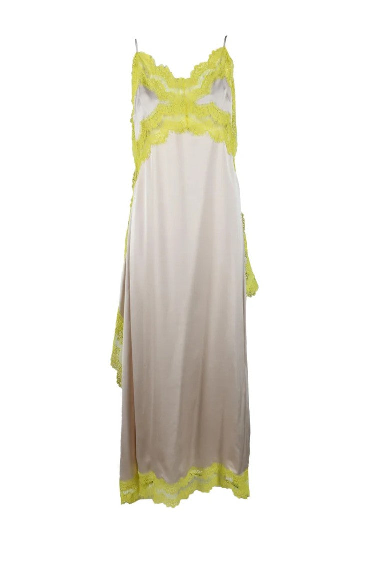 Msgm Long Slip Dress - Beige/Yellow