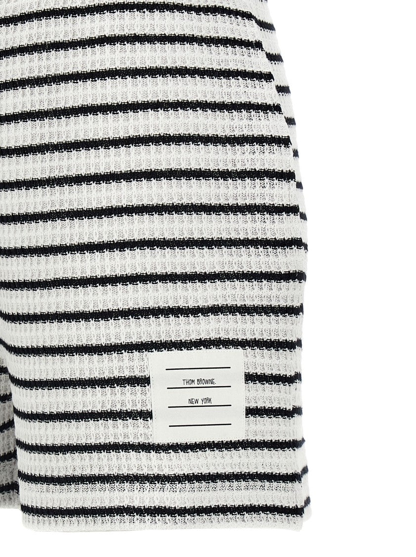 Thom Browne Striped Cotton Shorts With Adjustable Drawstring