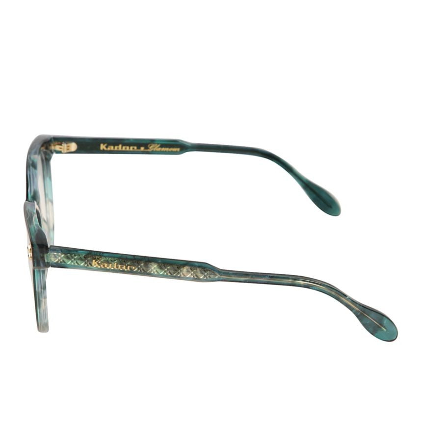 Kador Nikla Glamour Translucent Green Cat-Eye Sunglasses With Gold Accents