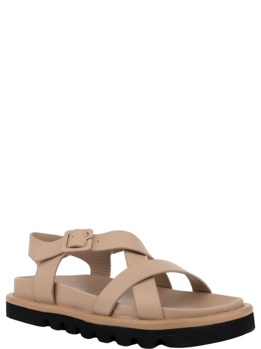 Sergio Moretti Beige Open-Design Sandals With Cow Leather