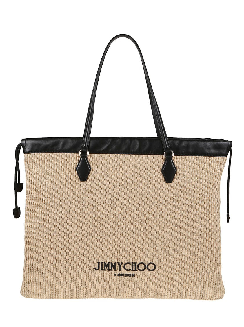 Jimmy Choo Nude Raffia Shopper Bag