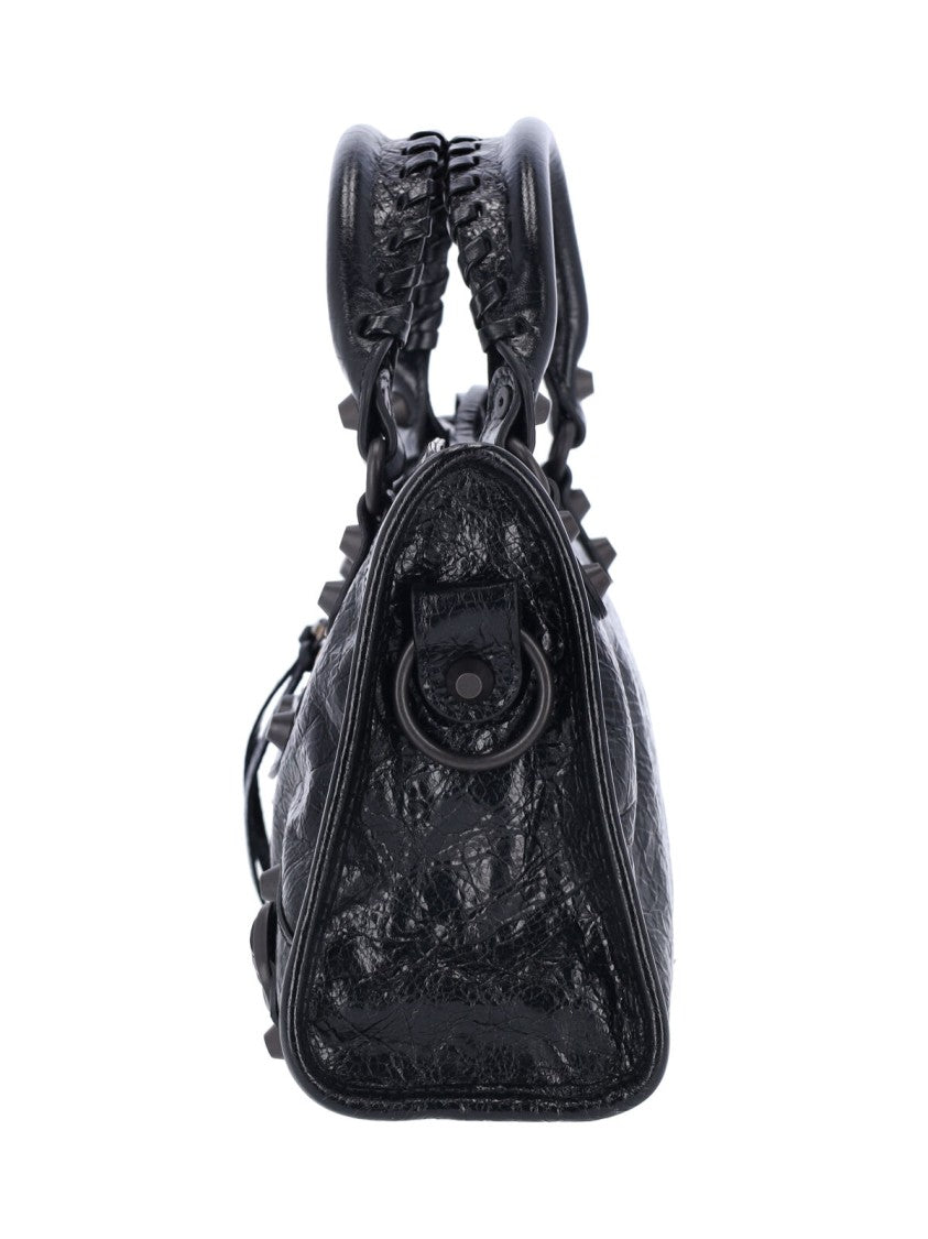 Balenciaga Black Le City Crinkled Leather Bag