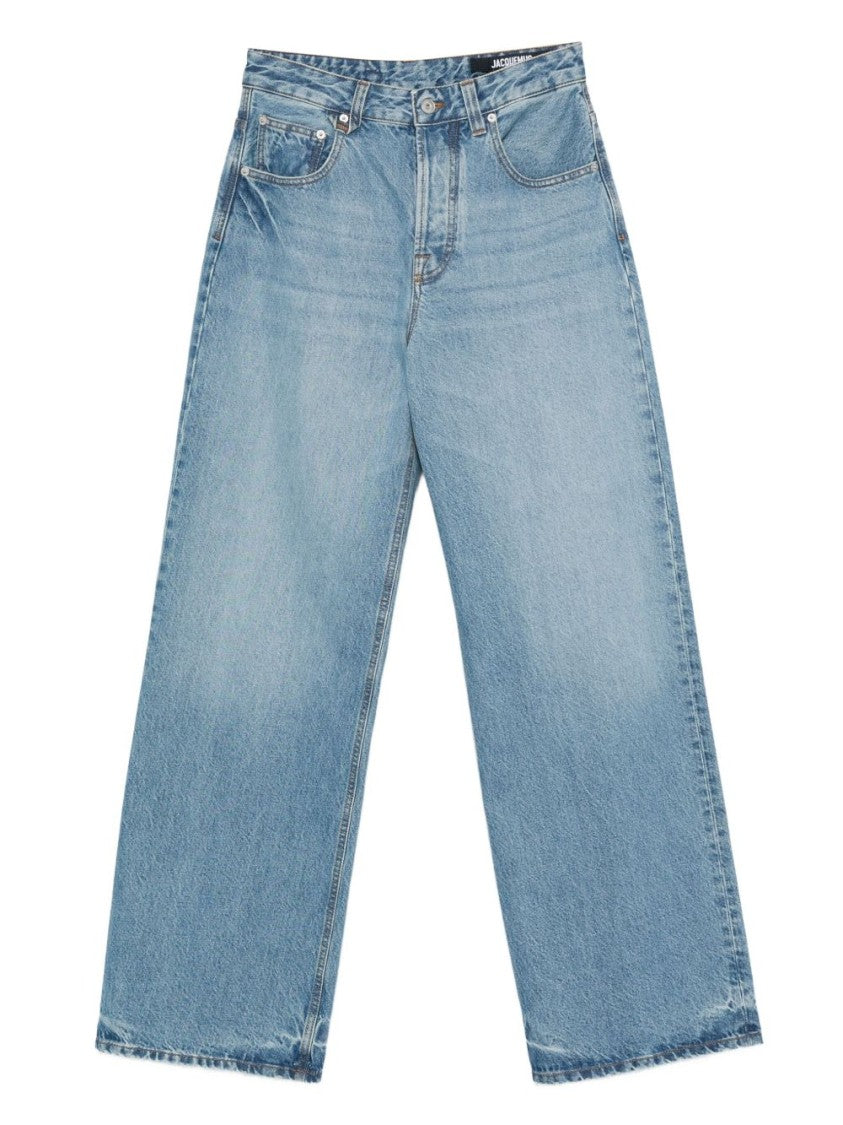Jacquemus Indigo Blue Whiskering Effect Five-Pocket Jeans