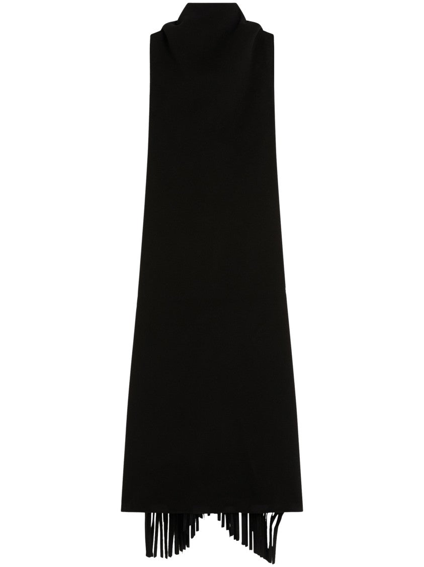 Max Mara Refined Black Virgin Wool Dress With Silhouette