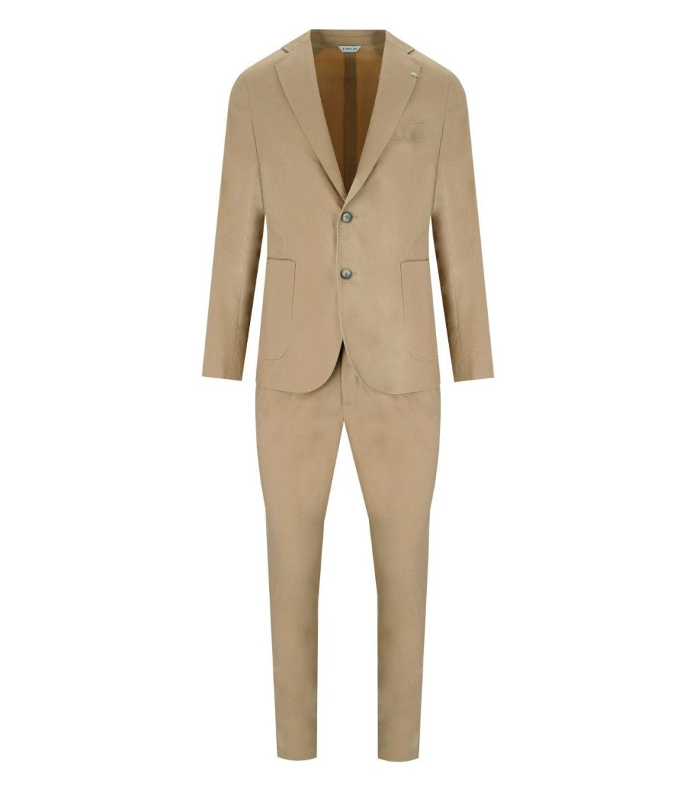Manuel Ritz Beige Single-Breasted Suit