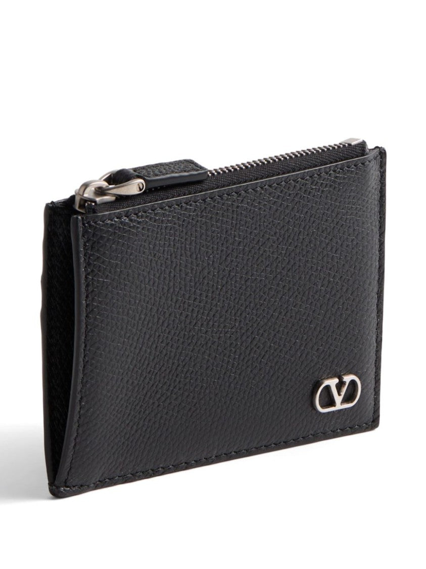 Valentino Lambskin And Calfskin Black Wallet