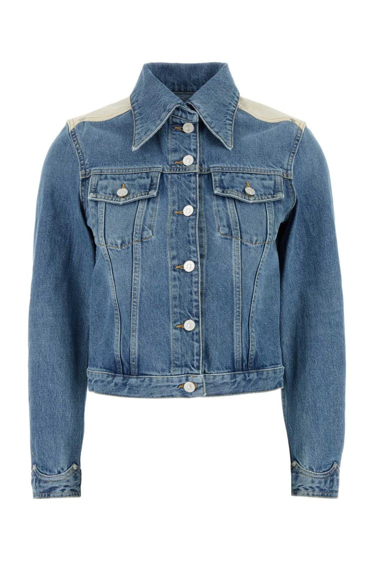 Givenchy Cropped Denim Jacket With Contrasting Shoulder Panel