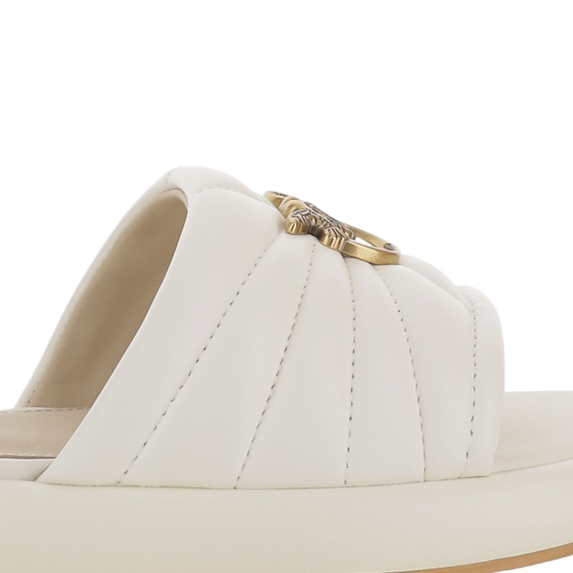 Pinko Open Toe Leather Sandals With Quilted Strap