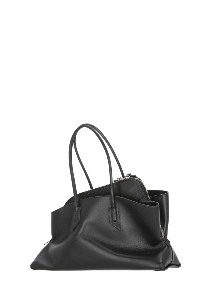 The Attico Leather Shoulder Bag With Dual Handles And Zip Closure
