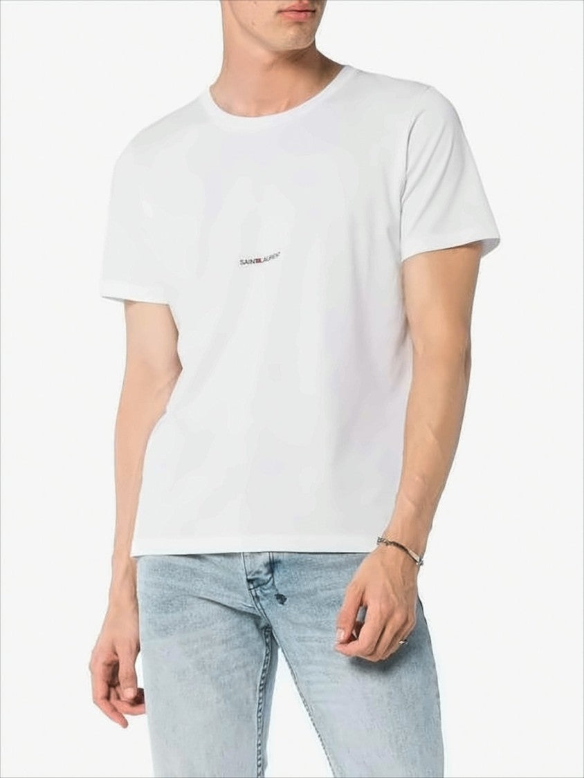 Saint Laurent White Short-Sleeve Cotton T-Shirt With Subtle Logo