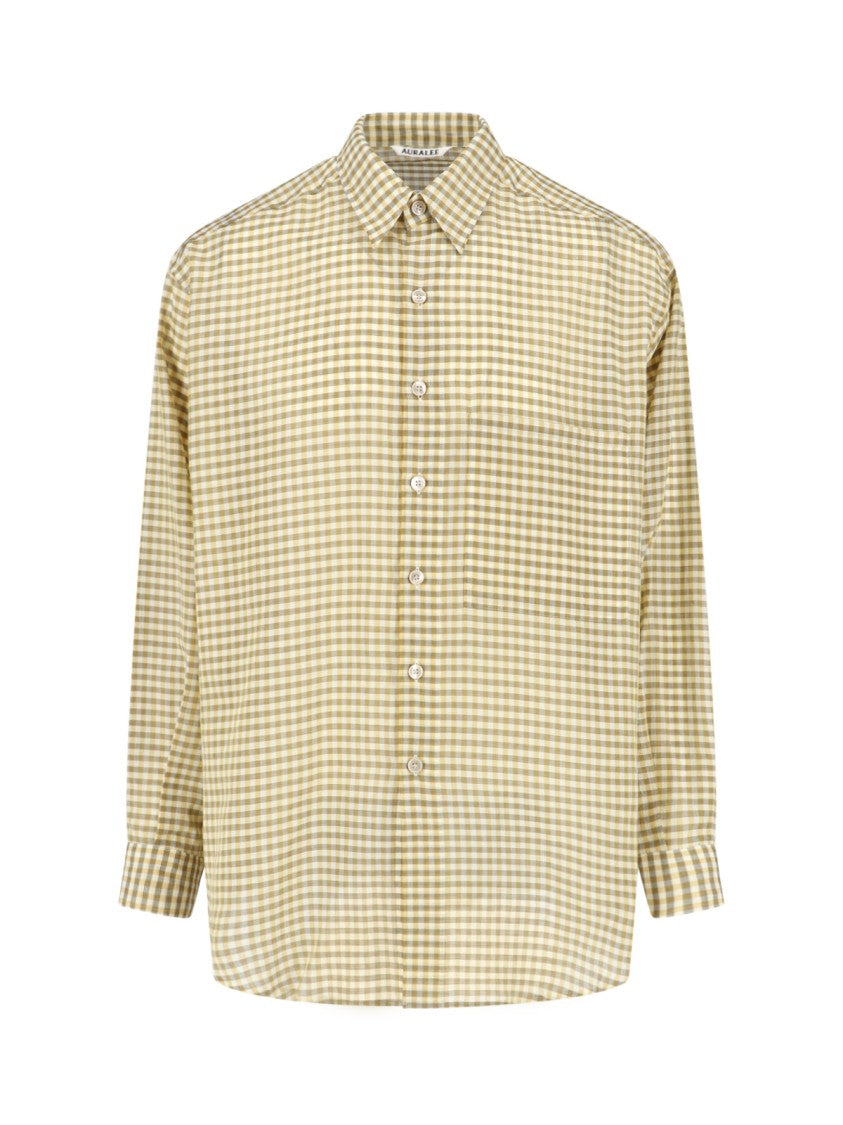 Auralee Beige Check Cotton Shirt