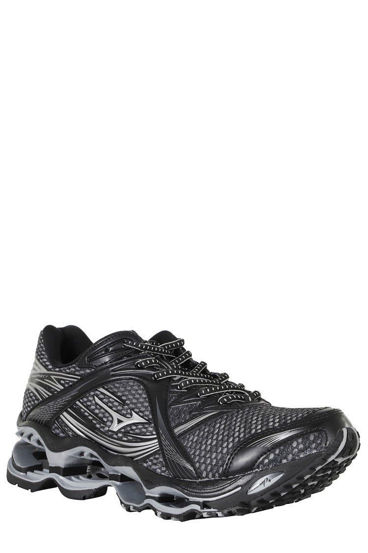 Mizuno Iron Gate Silver Black Mesh Leather Wave Prophecy 1 Sneakers