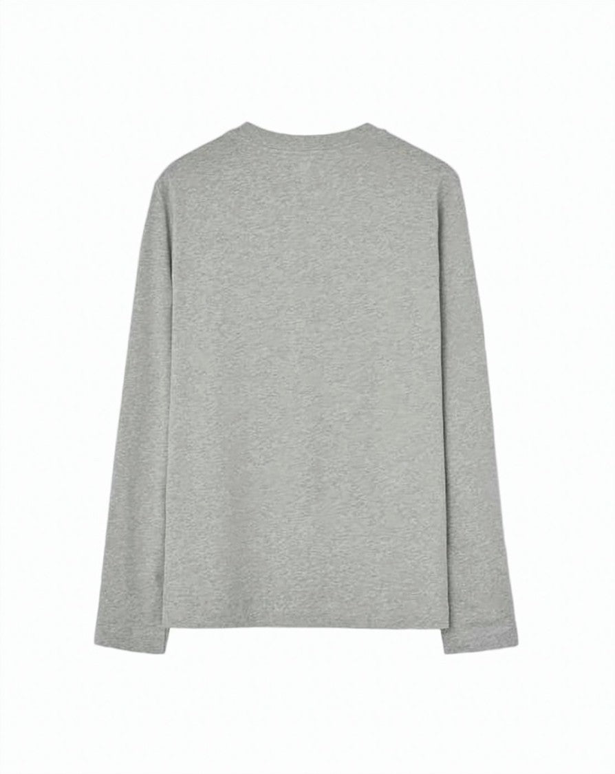 Ami Paris Heathered Grey Long-Sleeve Shirt With Classic Crew Neckline