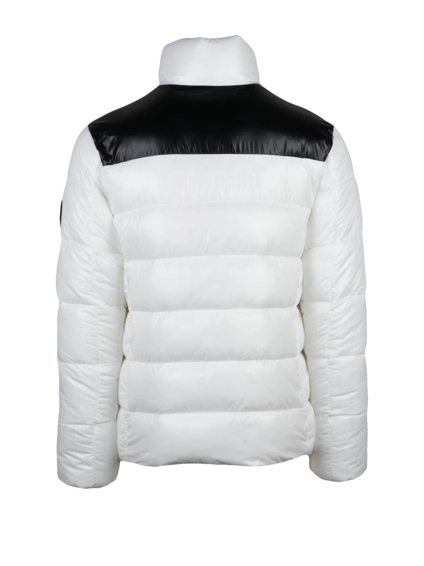 Save The Duck White/Black Contrast Panels Lightweight Nylon Down Jacket