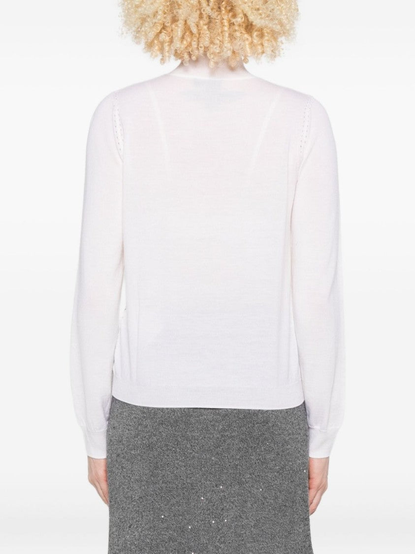 Liu Jo Long-Sleeved Virgin Wool Sweater With Subtle Embellishments
