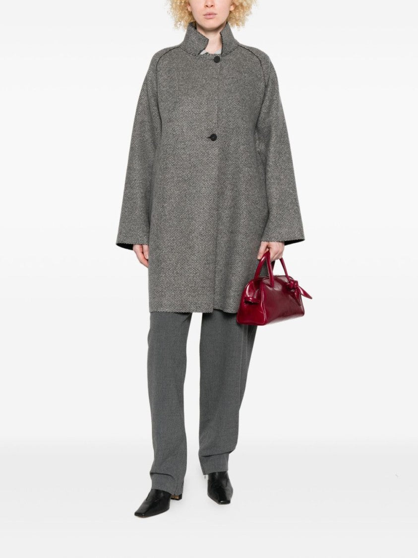 Harris Wharf London Textured Wool-Cashmere Blend Coat With High Collar