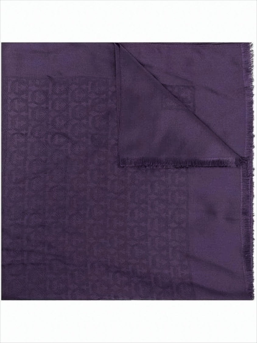 Salvatore Ferragamo Silk-Wool Blend Scarf With Fringed Edges