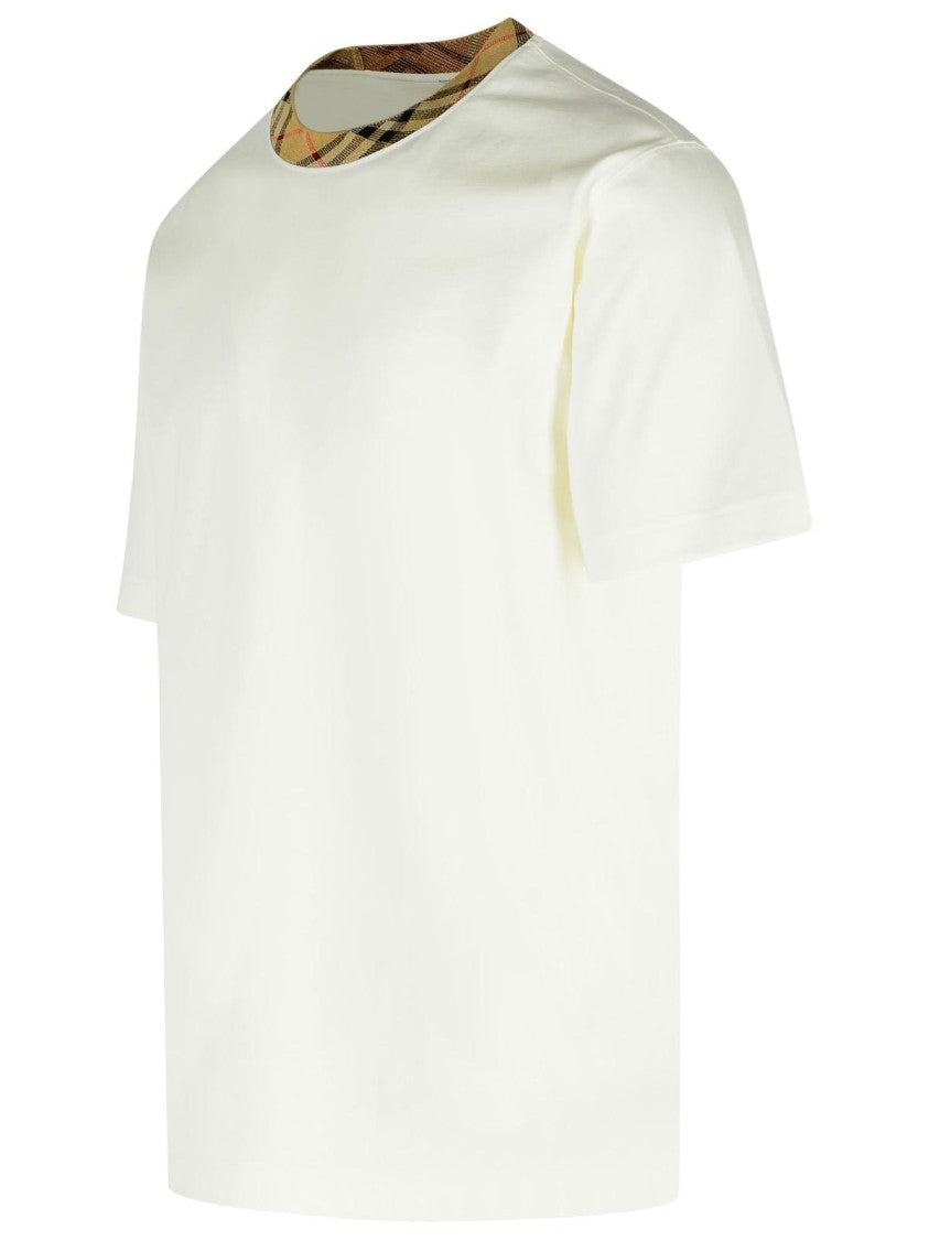 Burberry 'Ryan In Cotone Bianca Con Finiture 'Check' T-Shirt