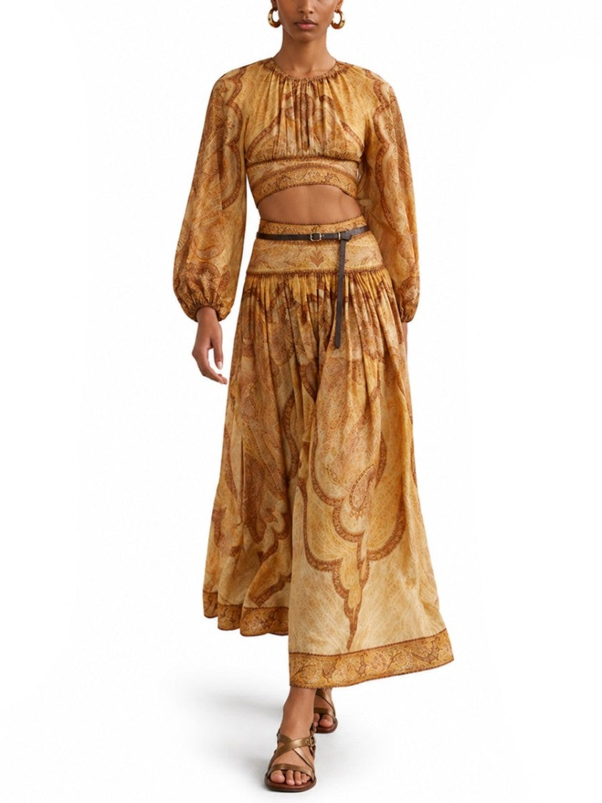 Zimmermann Wanderlust Paisley Cotton Silk Skirt