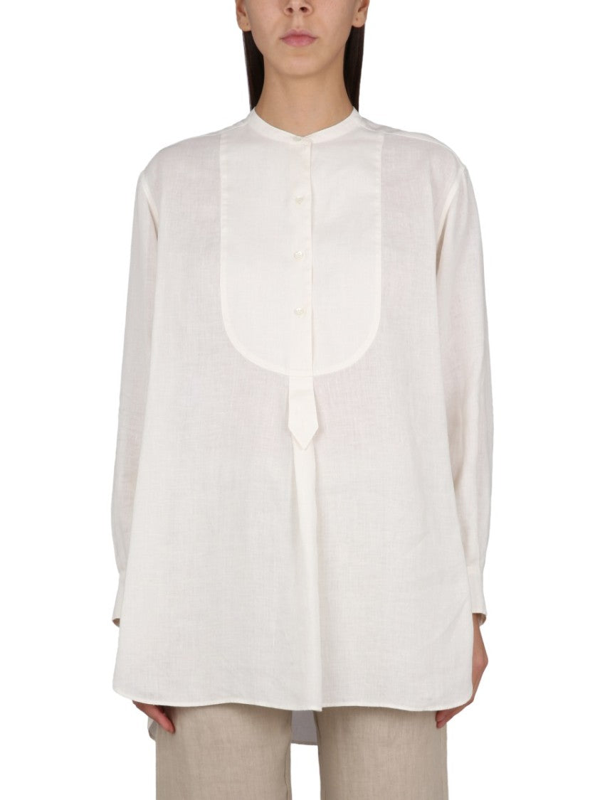 Aspesi White Linen Tunic Shirt