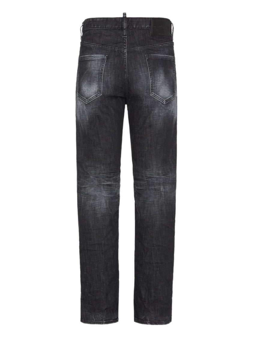 Dsquared2 Slim Fit Black Jeans With Subtle Distress