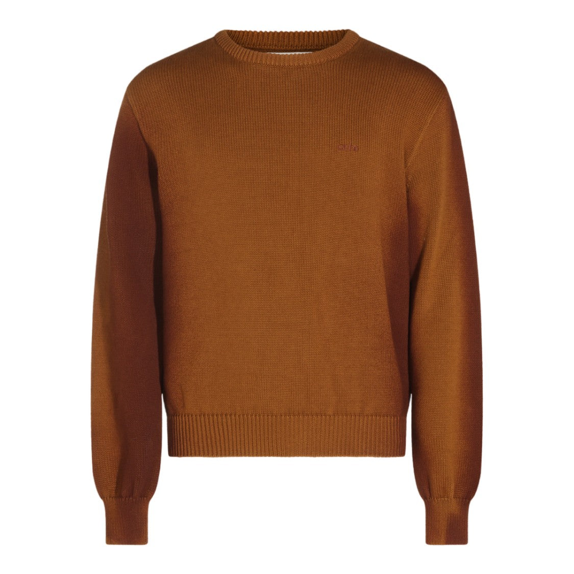 Arte Antwerp Ribbed Crew Neck Sweater In Rich Brown Tone