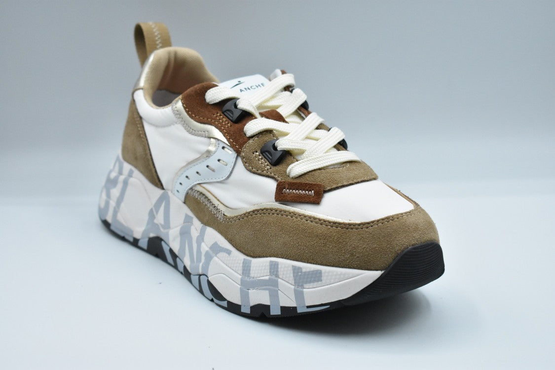 Voile Blanche Brown Textured Lace-Up Sneakers