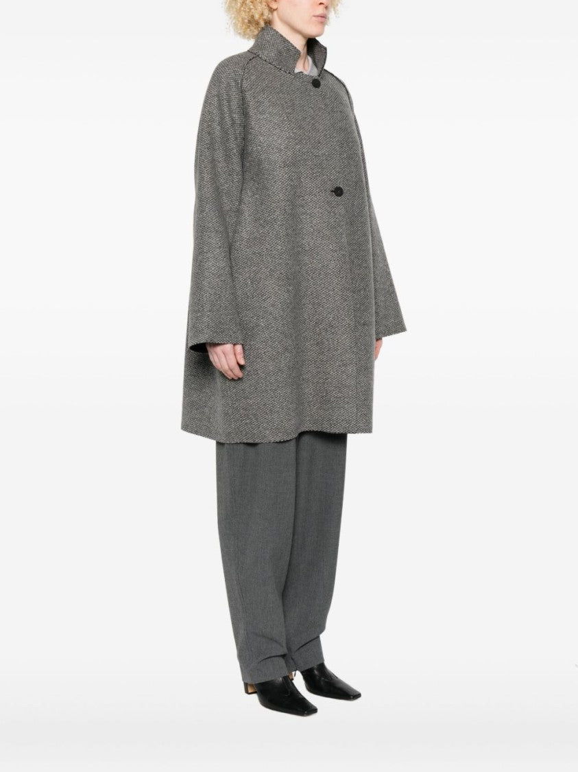 Harris Wharf London Textured Wool-Cashmere Blend Coat With High Collar