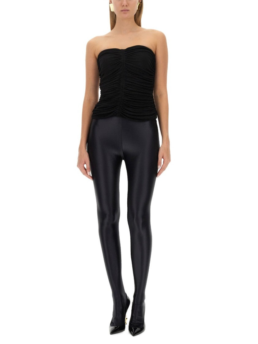 Saint Laurent Crepe Jersey Bustier With Ruched Texture