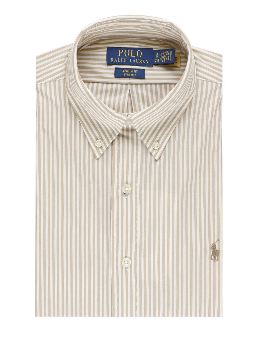 Polo Ralph Lauren Beige Striped Button-Down Cotton Shirt