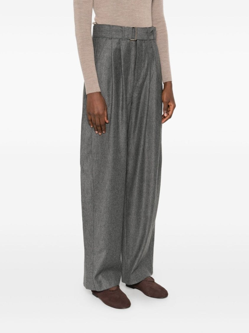 Soeur Tailored Gray Trousers With Wide-Leg Silhouette
