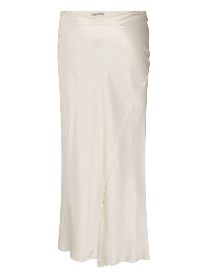 The Attico Cream Drape-Detail Zip-Side Viscose Midi Skirt