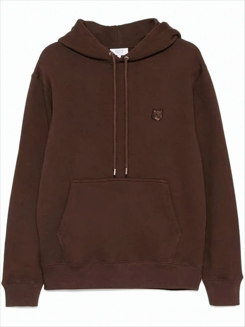 Maison Kitsuné Relaxed Fit Brown Hoodie With Embroidered Fox Emblem
