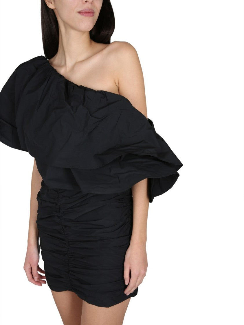 Rotate One-Shoulder Mini Dress With Ruffled Overlay