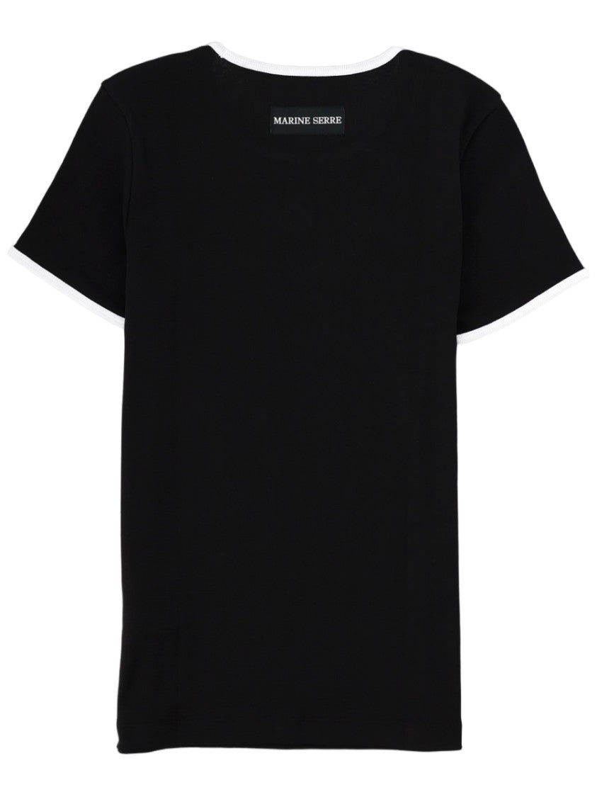 Marine Serre Logo Cotton White Trim T-Shirt
